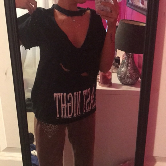 Vintage Tops - Black Vintage Cut and Distressed Oversized Tee